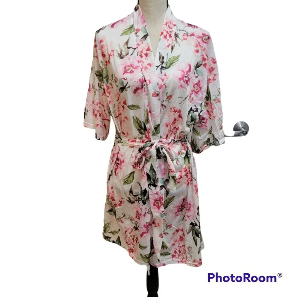 Show Me Your Mumu Brie Robe Garden of Blooms One Size Pink Rose Floral - Picture 2 of 7